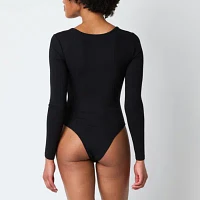 Arizona Womens Square Neck Long Sleeve Bodysuit Juniors