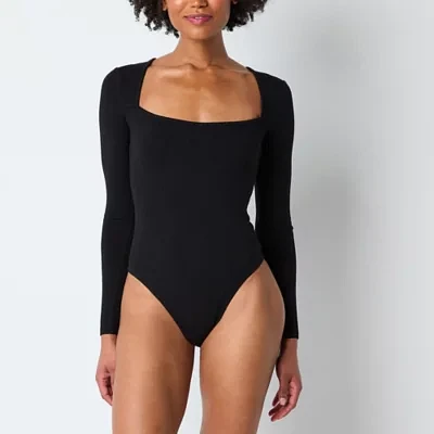 Arizona Womens Square Neck Long Sleeve Bodysuit Juniors