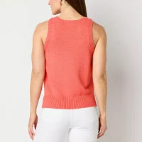Liz Claiborne Womens Crew Neck Sleeveless Tank Top