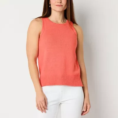 Liz Claiborne Womens Crew Neck Sleeveless Tank Top