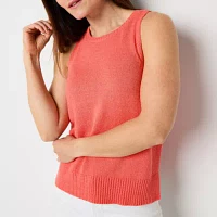 Liz Claiborne Womens Crew Neck Sleeveless Tank Top