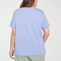 Alfred Dunner Santa Fe Womens Plus Crew Neck Short Sleeve T-Shirt