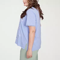 Alfred Dunner Santa Fe Womens Plus Crew Neck Short Sleeve T-Shirt