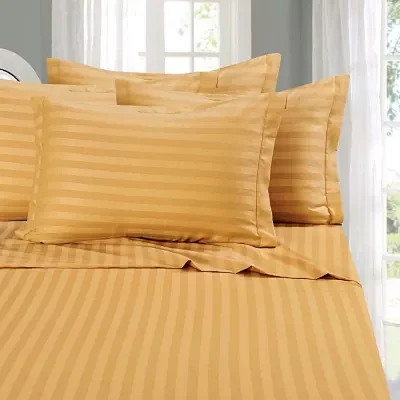 Elegant Comfort 6-Piece Dobby Stripe Wrinkle Free Sheet Set with Extra Pillowcases - Easy Care