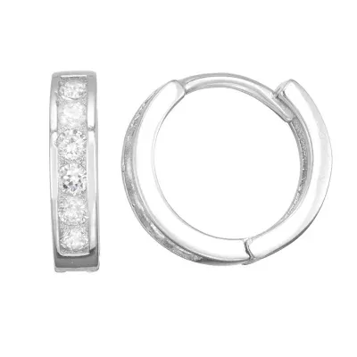 Children'S Cubic Zirconia Sterling Silver 12mm Hoop Earrings