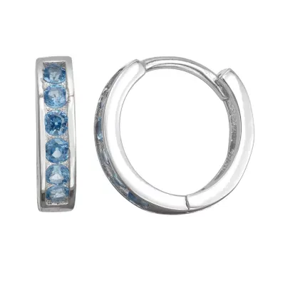 Children'S Lab Created Blue Spinel Sterling Silver 12mm Hoop Earrings