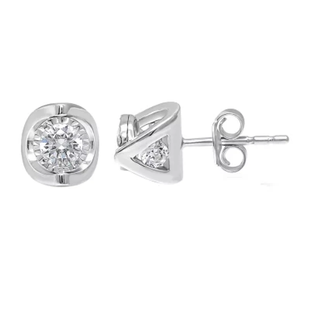 1 CT. T.W. Natural White Diamond 10K White Gold Round Stud Earrings