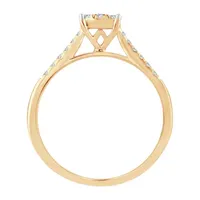 Womens CT. T.W. Natural White Diamond 10K Gold Cushion Engagement Ring