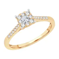 Womens CT. T.W. Natural White Diamond 10K Gold Cushion Engagement Ring