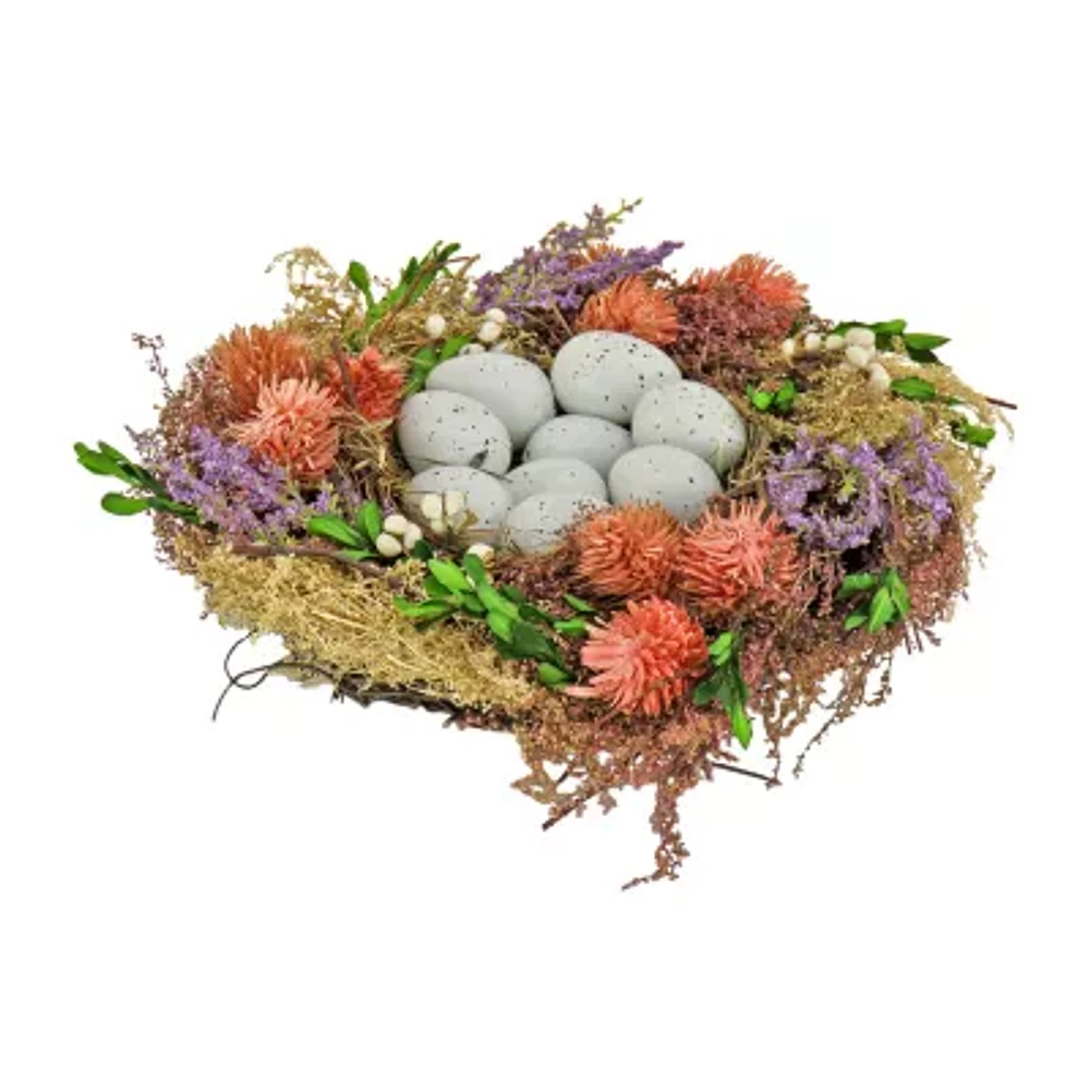 National Tree Co. 10 Floral BirdS Nest Easter Tabletop Decor