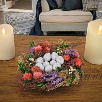 National Tree Co. 10 Floral BirdS Nest Easter Tabletop Decor