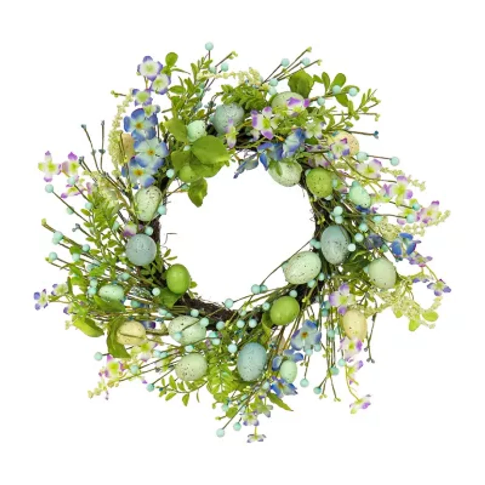 National Tree Co. Flowering Blue Indoor Outdoor Wreath