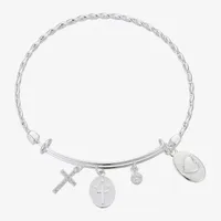 Footnotes Stainless Steel Cross Bangle Bracelet