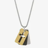 J.P. Army Men's Jewelry Stainless Steel 24 Inch Box Cross Pendant Necklace