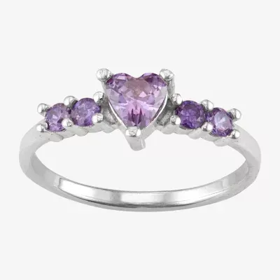 Girls Cubic Zirconia Sterling Silver Heart Cocktail Ring
