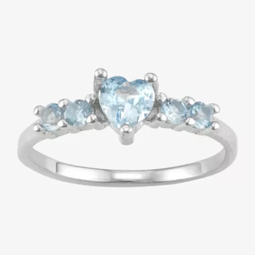 Girls Cubic Zirconia Sterling Silver Heart Cocktail Ring