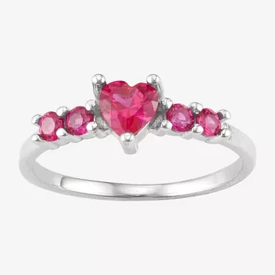 Girls Cubic Zirconia Sterling Silver Heart Cocktail Ring
