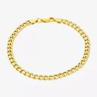 Made In Italy 14K Gold Over Silver Hollow Curb Ankle Bracelet