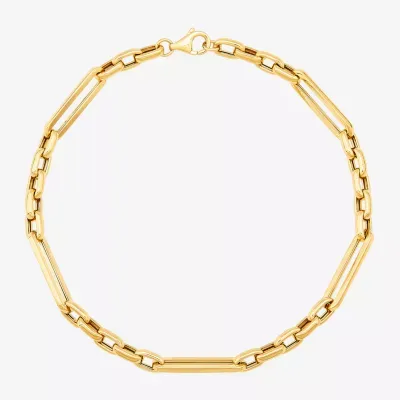 Made in Italy Womens 14K Gold Hollow Figaro Chain Bracelet