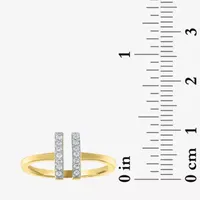 Diamond Addiction Dobule Bar Open Edge 1/10 CT.T.W. Natural Band 14K Gold Over SIlver or Sterling