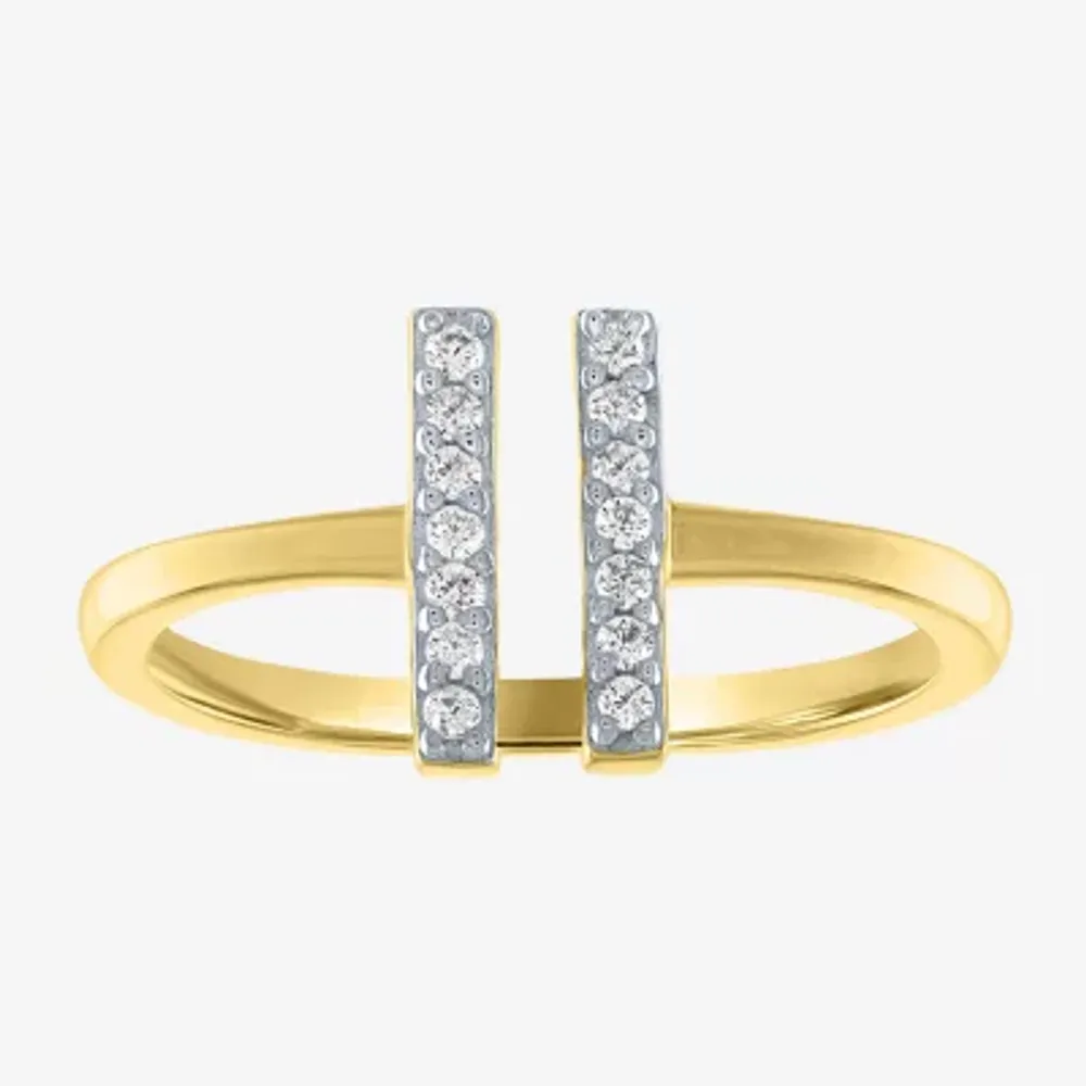 Diamond Addiction Dobule Bar Open Edge 1/10 CT.T.W. Natural Band 14K Gold Over SIlver or Sterling