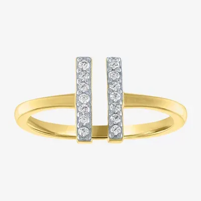 Diamond Addiction Dobule Bar Open Edge 1/10 CT.T.W. Natural Band 14K Gold Over SIlver or Sterling