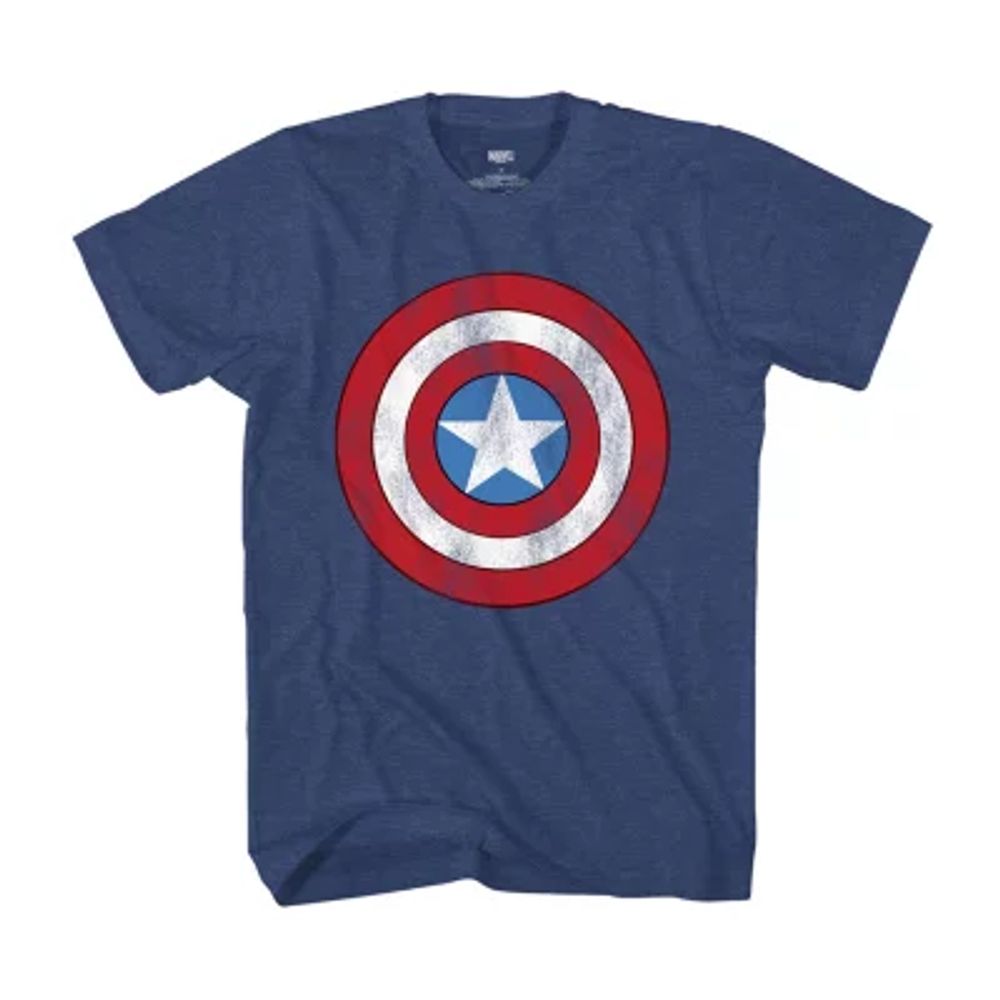 Mens Crew Neck Short Sleeve Regular Fit Americana Marvel Captain America Graphic T-Shirt