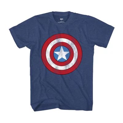 Mens Crew Neck Short Sleeve Regular Fit Americana Marvel Captain America Graphic T-Shirt