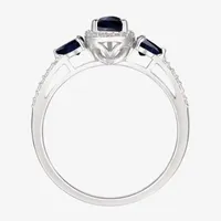 Womens 1/10 CT. T.W. Genuine Blue Sapphire 10K White Gold Pear Cocktail Ring