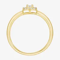 Womens 1/4 CT. T.W. Natural White Diamond 10K Gold Cushion Halo Cocktail Ring