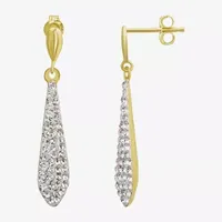 White Crystal 10K Gold Drop Earrings