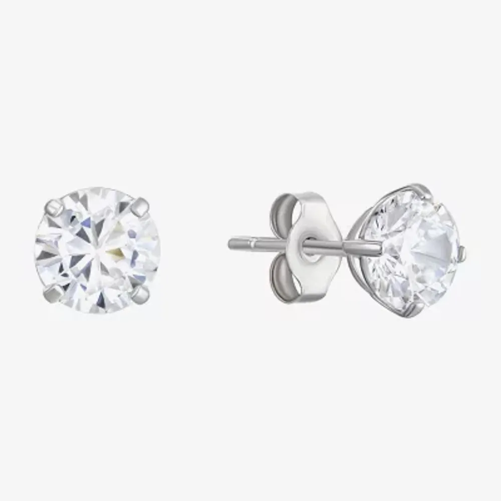 White Cubic Zirconia 14K White Gold 5mm Stud Earrings