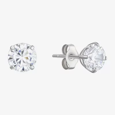 White Cubic Zirconia 14K White Gold 5mm Stud Earrings