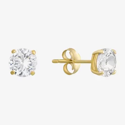 White Cubic Zirconia 14K Gold 5mm Stud Earrings