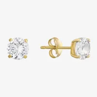 White Cubic Zirconia 14K Gold 5mm Stud Earrings