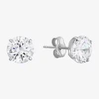 White Cubic Zirconia 14K White Gold 7mm Stud Earrings