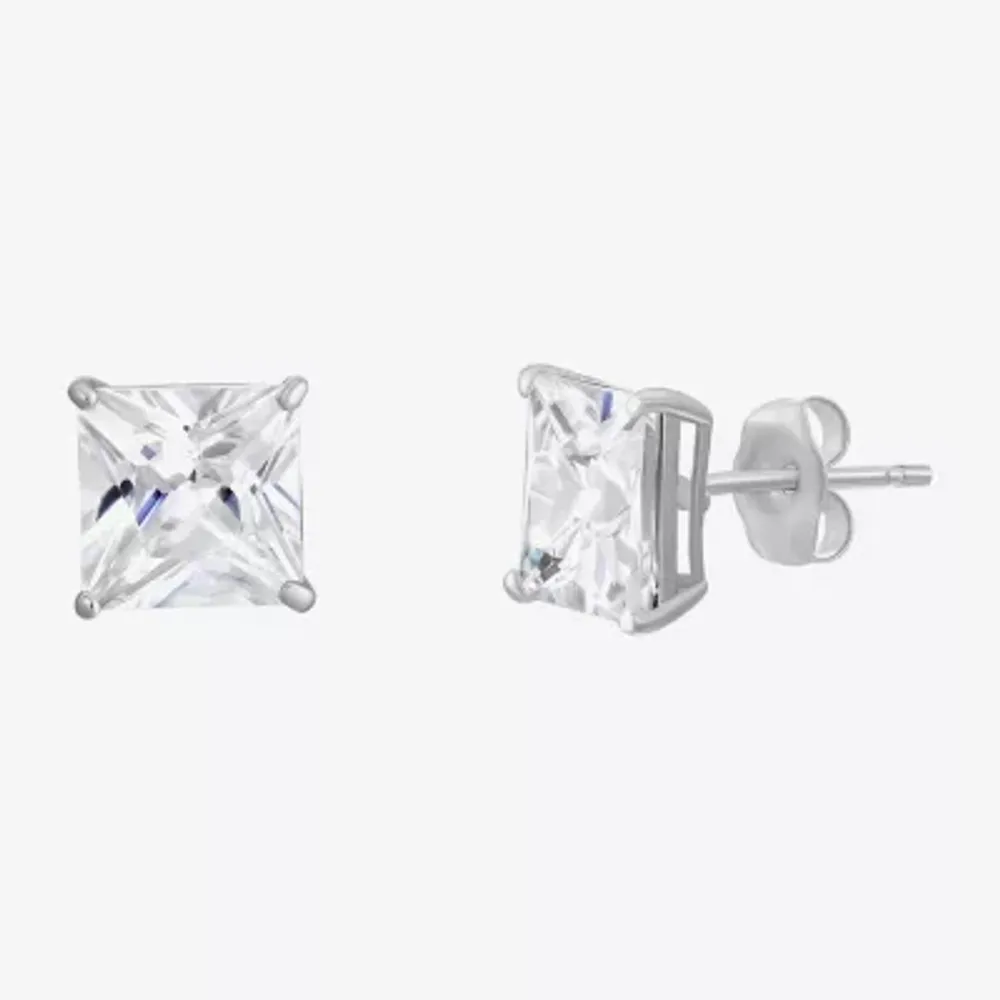 White Cubic Zirconia 14K White Gold 6mm Stud Earrings