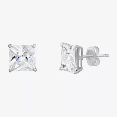 White Cubic Zirconia 14K White Gold 6mm Stud Earrings