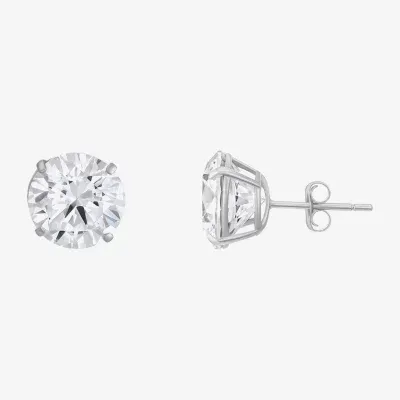 White Cubic Zirconia 14K White Gold 9mm Stud Earrings
