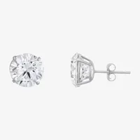 White Cubic Zirconia 14K White Gold 9mm Stud Earrings