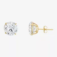 White Cubic Zirconia 14K Gold 9mm Stud Earrings