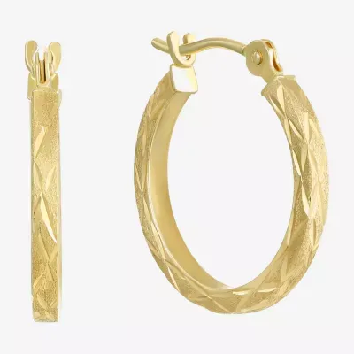 Womens 14K Gold 15mm Hoop Earrings