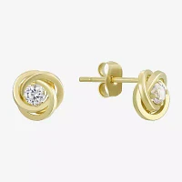 Cubic Zirconia Love Knot Earrings 14K Gold