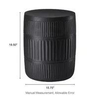 Glitzhome 18.5" MGO Black Textured Patio Garden Stool