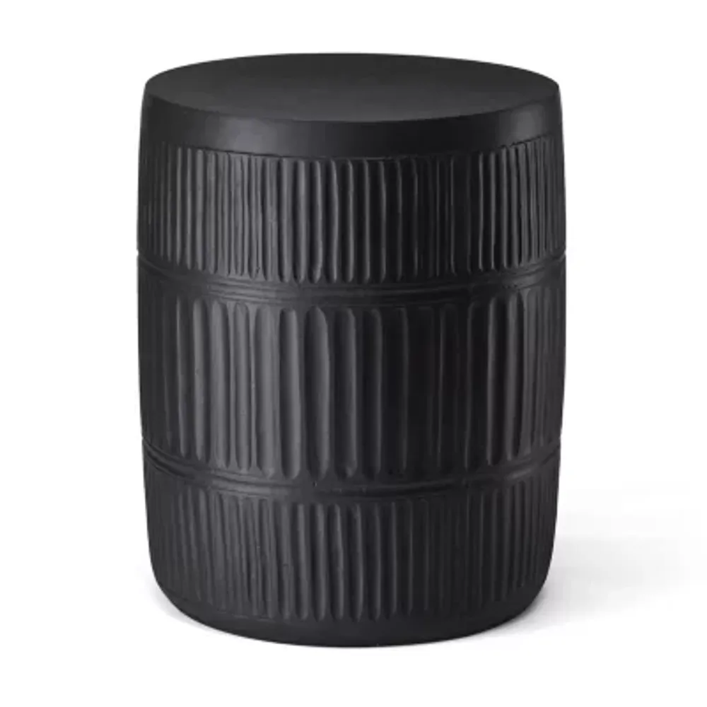 Glitzhome 18.5" MGO Black Textured Patio Garden Stool