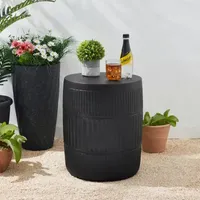 Glitzhome 18.5" MGO Black Textured Patio Garden Stool