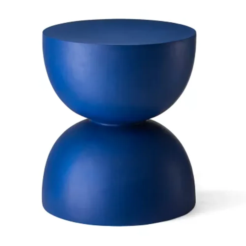 Glitzhome 17.75" MGO Blue Patio Garden Stool