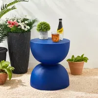 Glitzhome 17.75" MGO Blue Patio Garden Stool