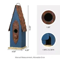 Glitzhome 13.25" Retro Blue Distressed Bird House