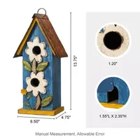 Glitzhome 13.75" Blue Two-Tiered Bird House